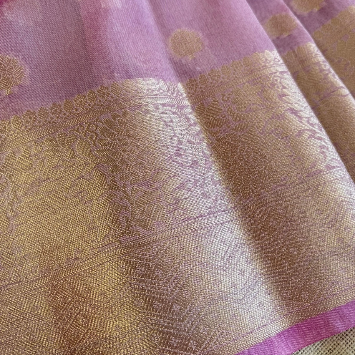Onion pink Tissue Silk Saree