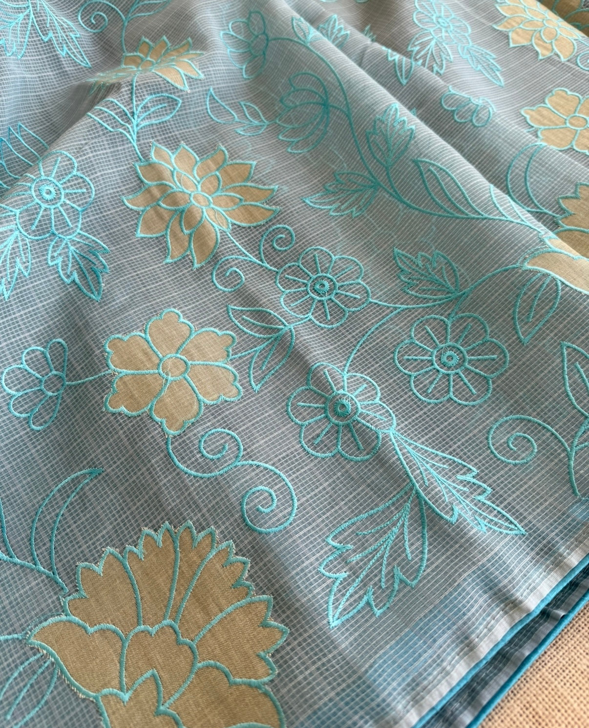 Blue Kota Applique Saree