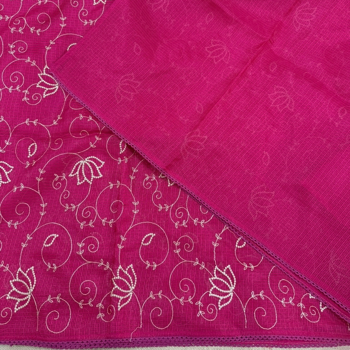 Pink Kota cotton saree styled look