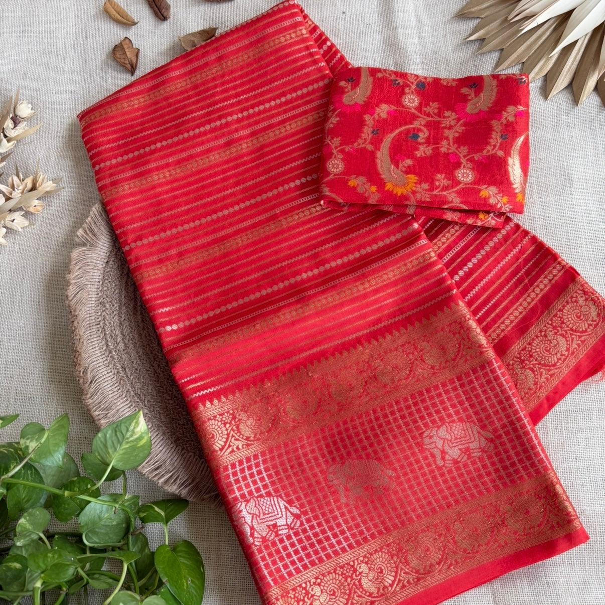 Orange Pure Dola Silk Saree