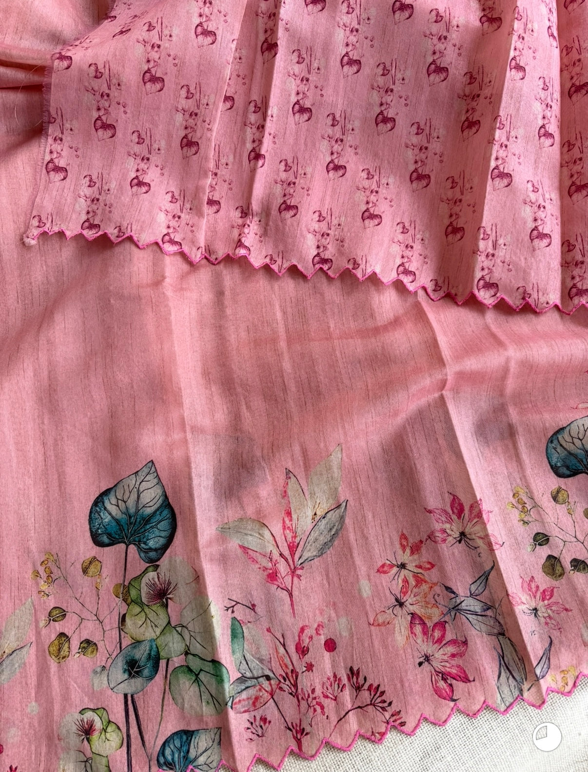 Pink Floral Semi Tussar Saree