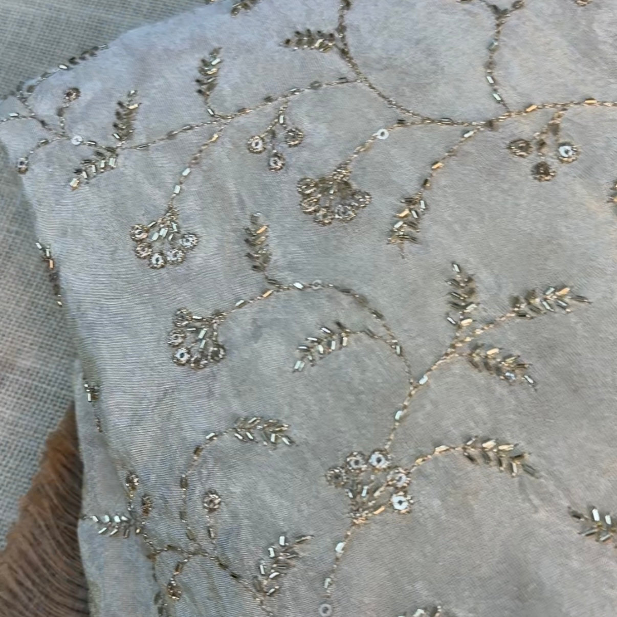 Ivory Designer Embroidered Fabric