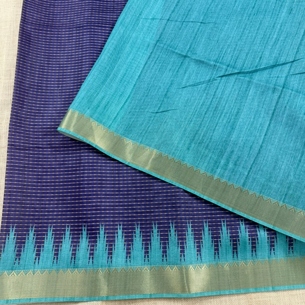 Royal Blue Semi Tussar Saree