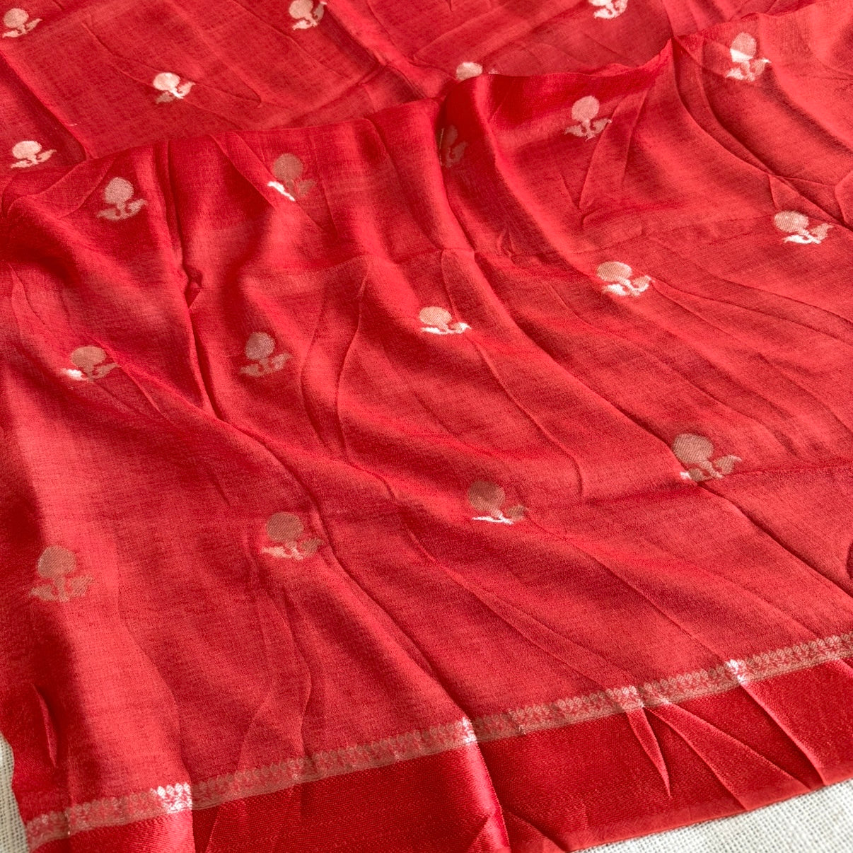 Rust Orange Viscous Khadi Georgette Saree