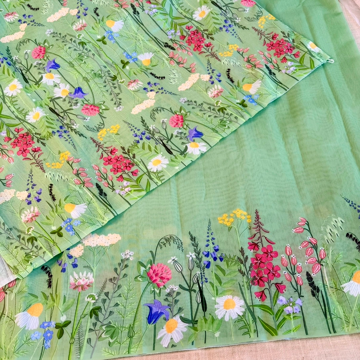 Green Mercerised Cotton Saree
