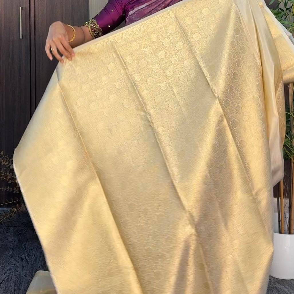 Metallic Ivory Tissue Silk Saree