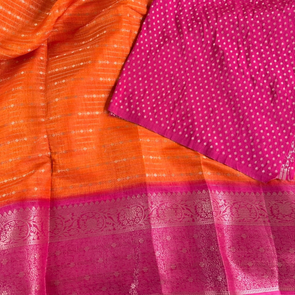 Orange with Pink Fancy Saree