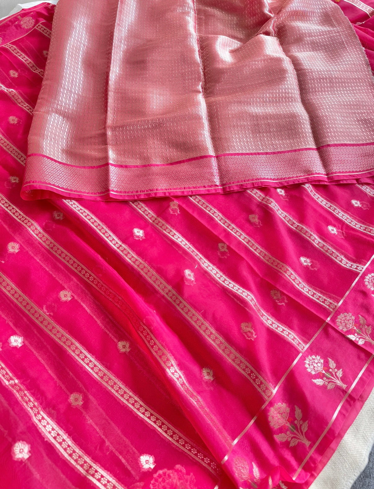 Pink Stripes Meena Georgette Saree