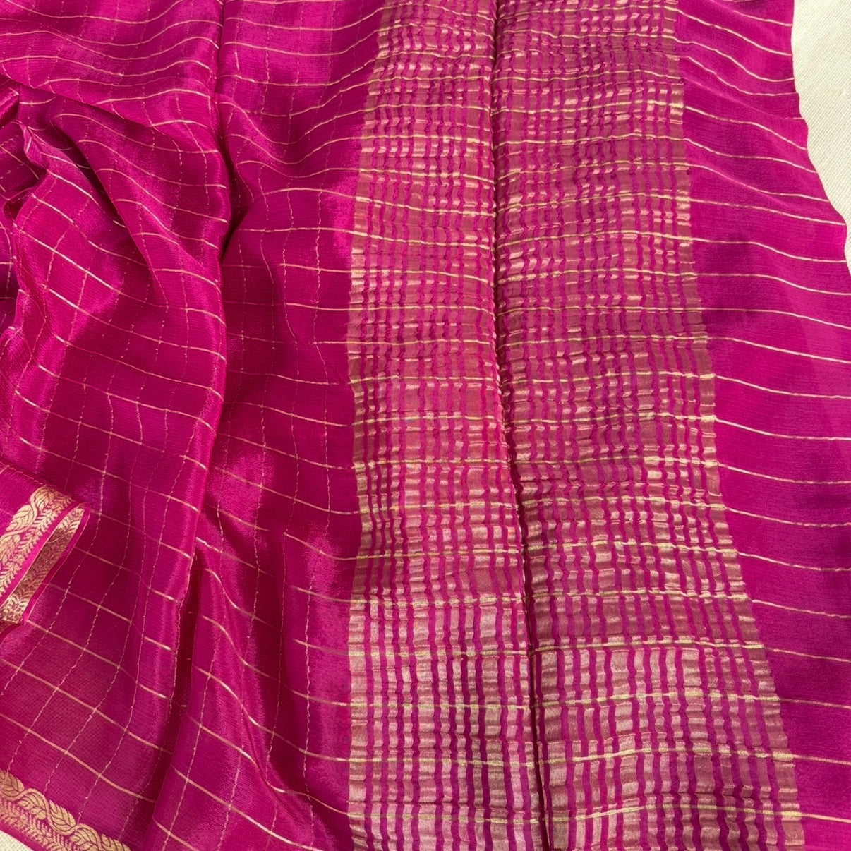 Wine Zari Checks Chinnon Saree