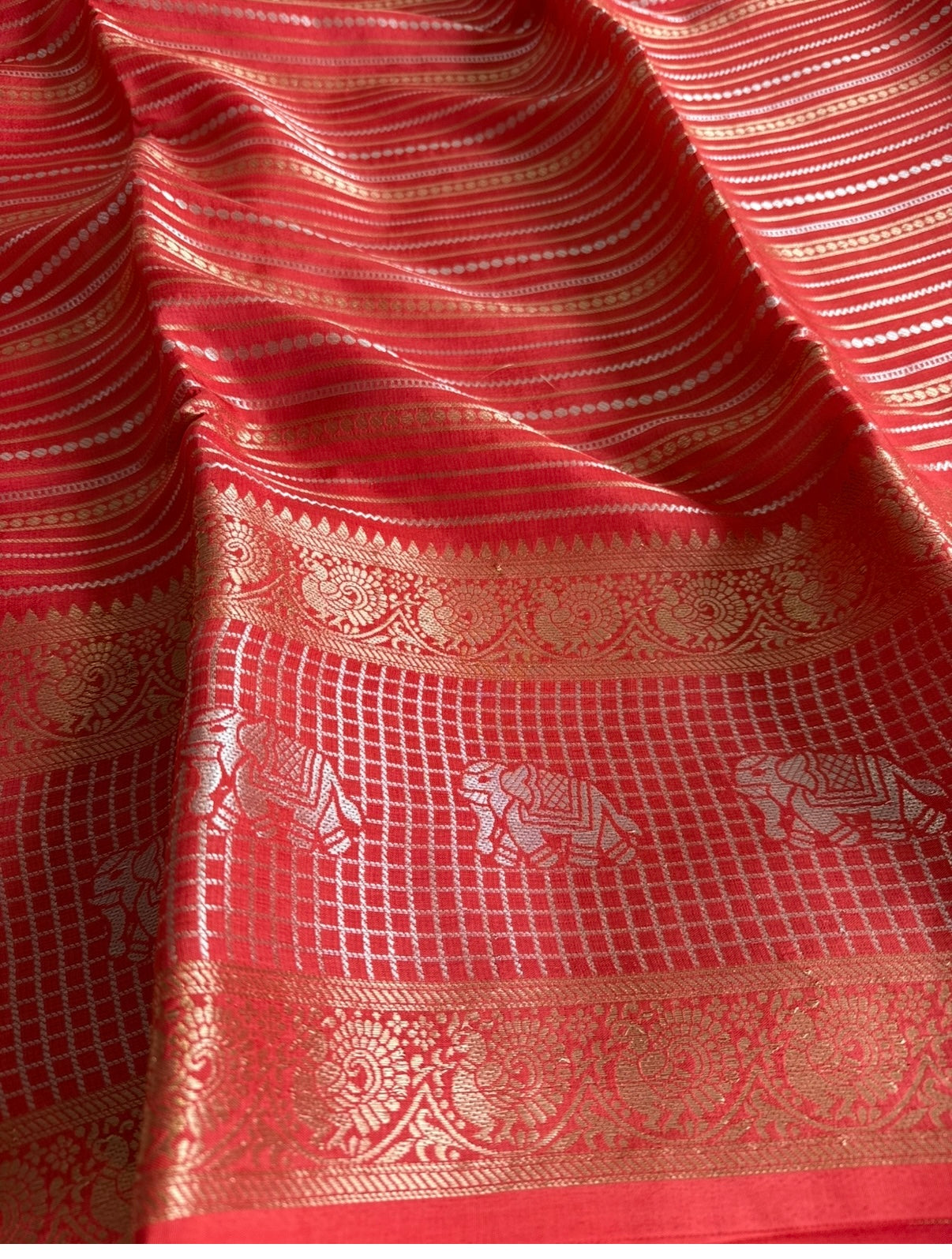 Orange Pure Dola Silk Saree