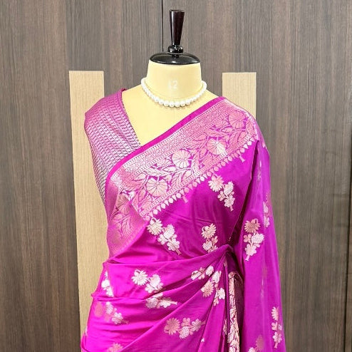 Magenta Banarasi Russian Silk