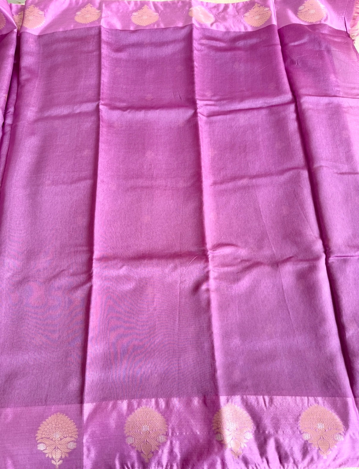 Lilac Pure Raw Mango Silk Saree