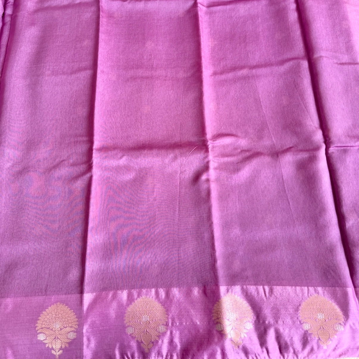 Lilac Pure Raw Mango Silk Saree