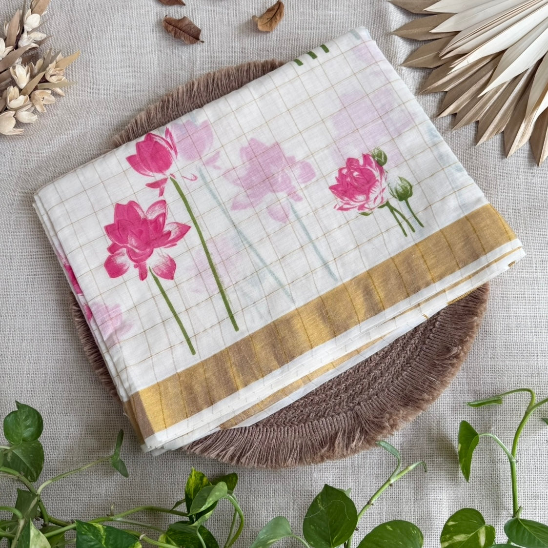 Onam Saree with Lotus