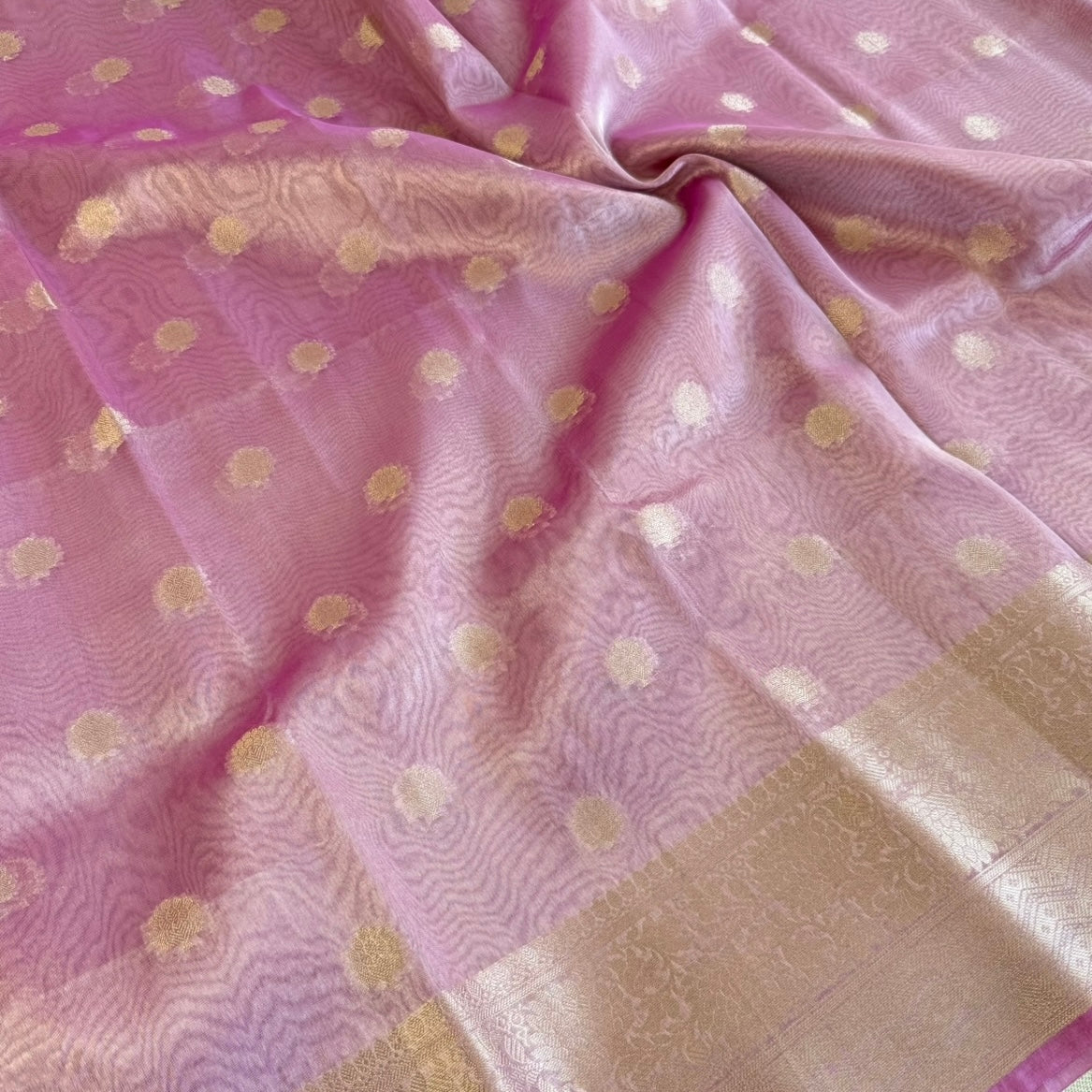 Onion pink Tissue Silk Saree