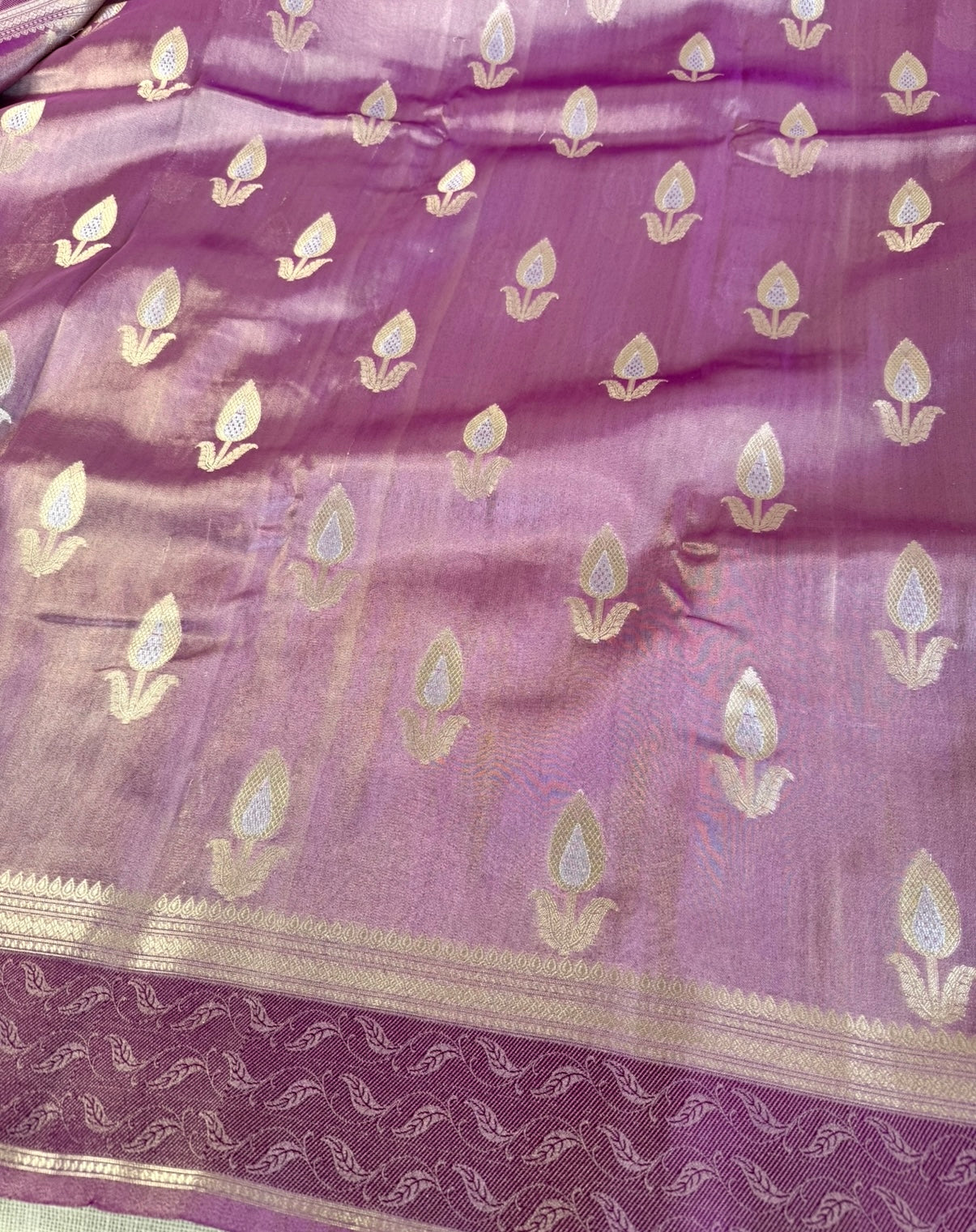 Purple Lilac Tissue Silk Saree