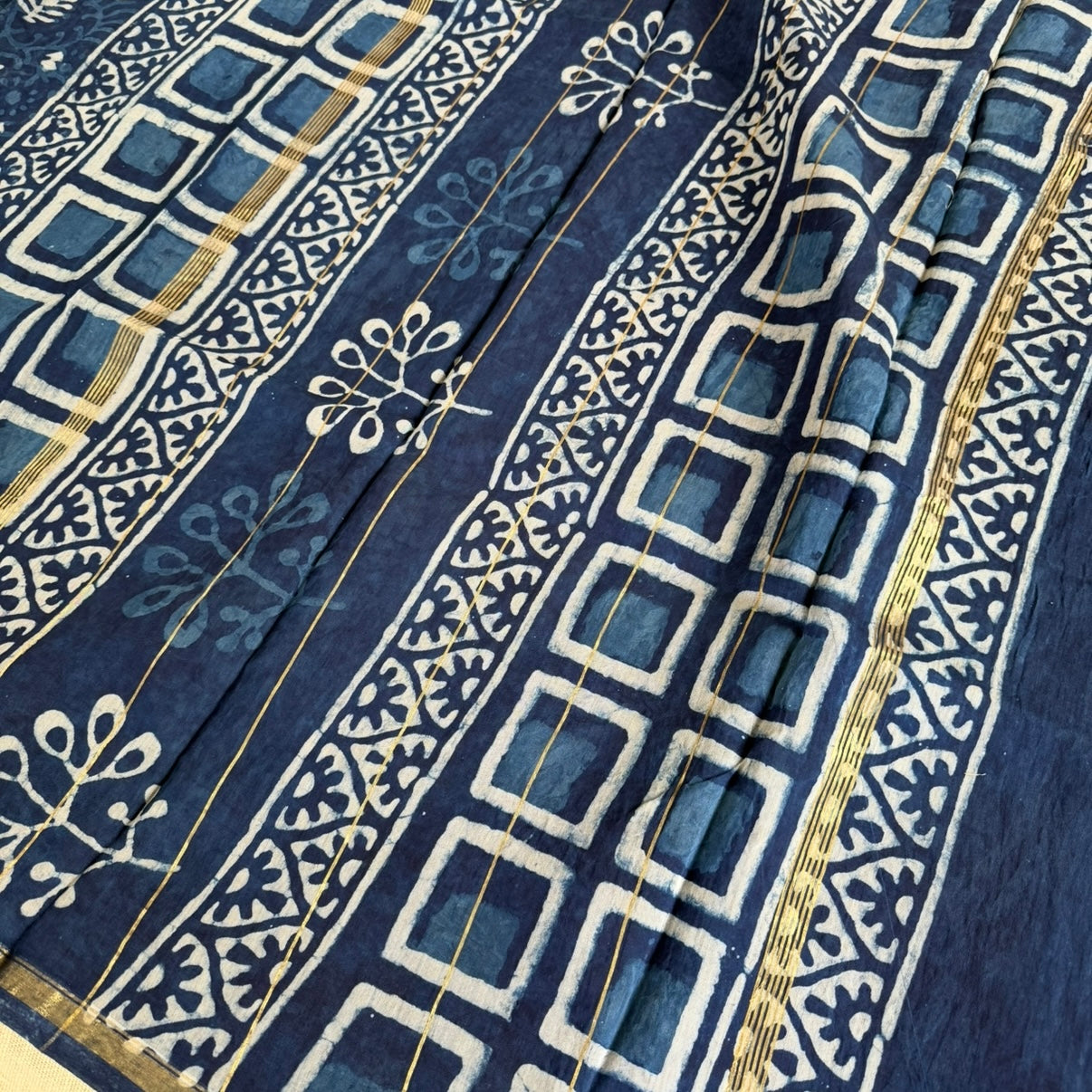 Indigo Pure Chanderi Silk Cotton Saree