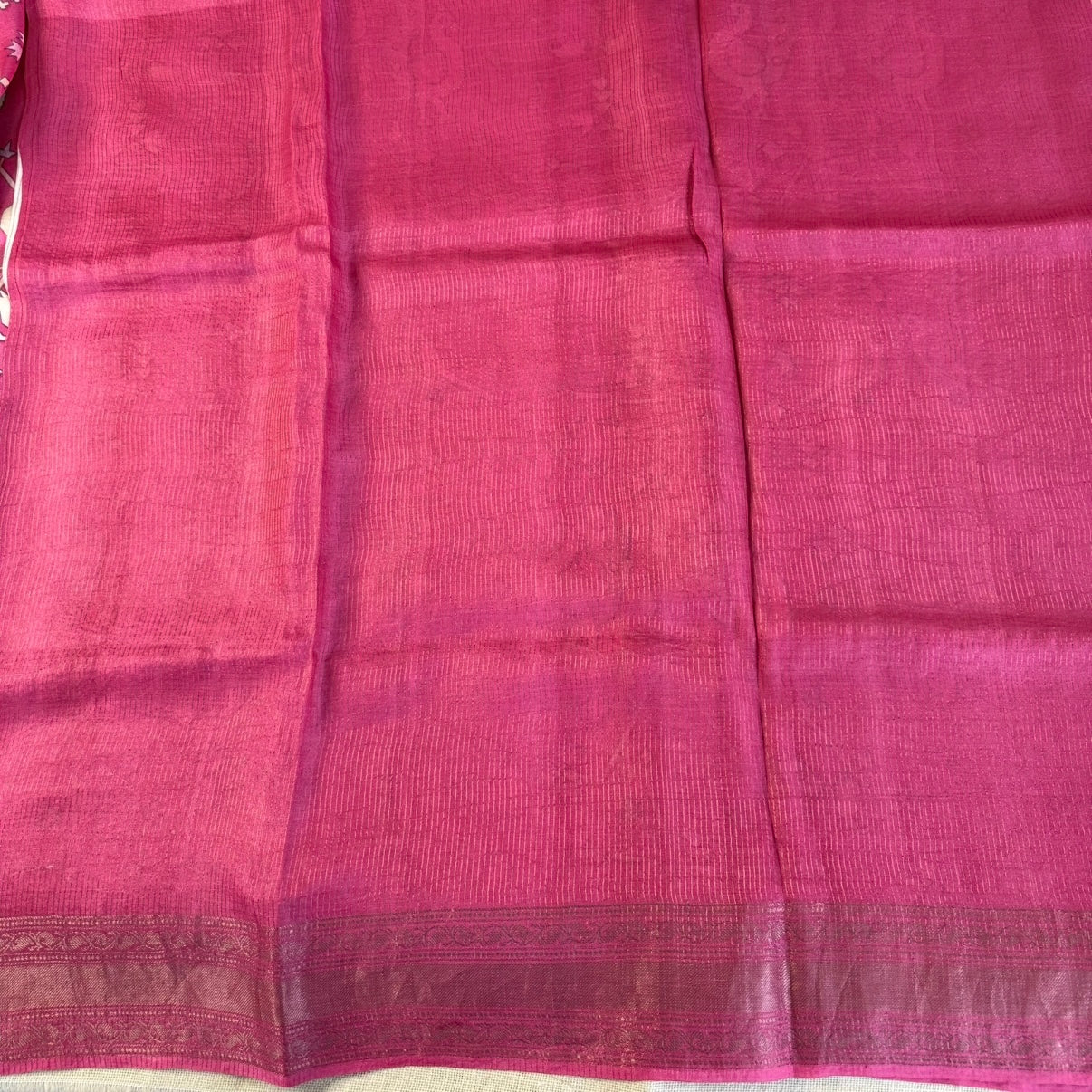 Rich Pink Digital Printed Pure Tussar Silk