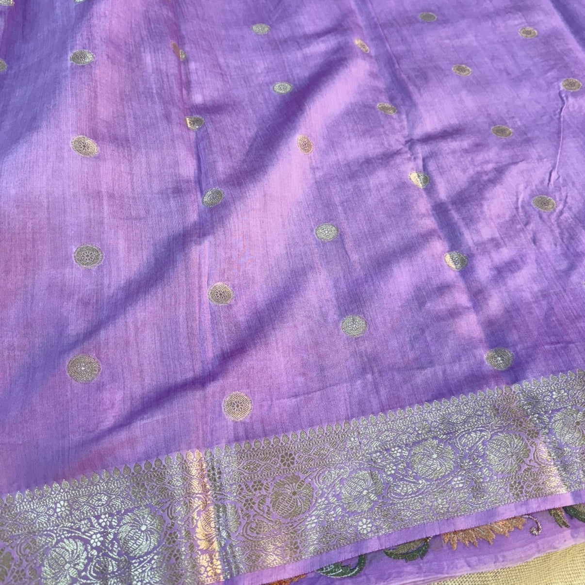 Lilac Brocade Floral Embroidery Pure Organza Saree