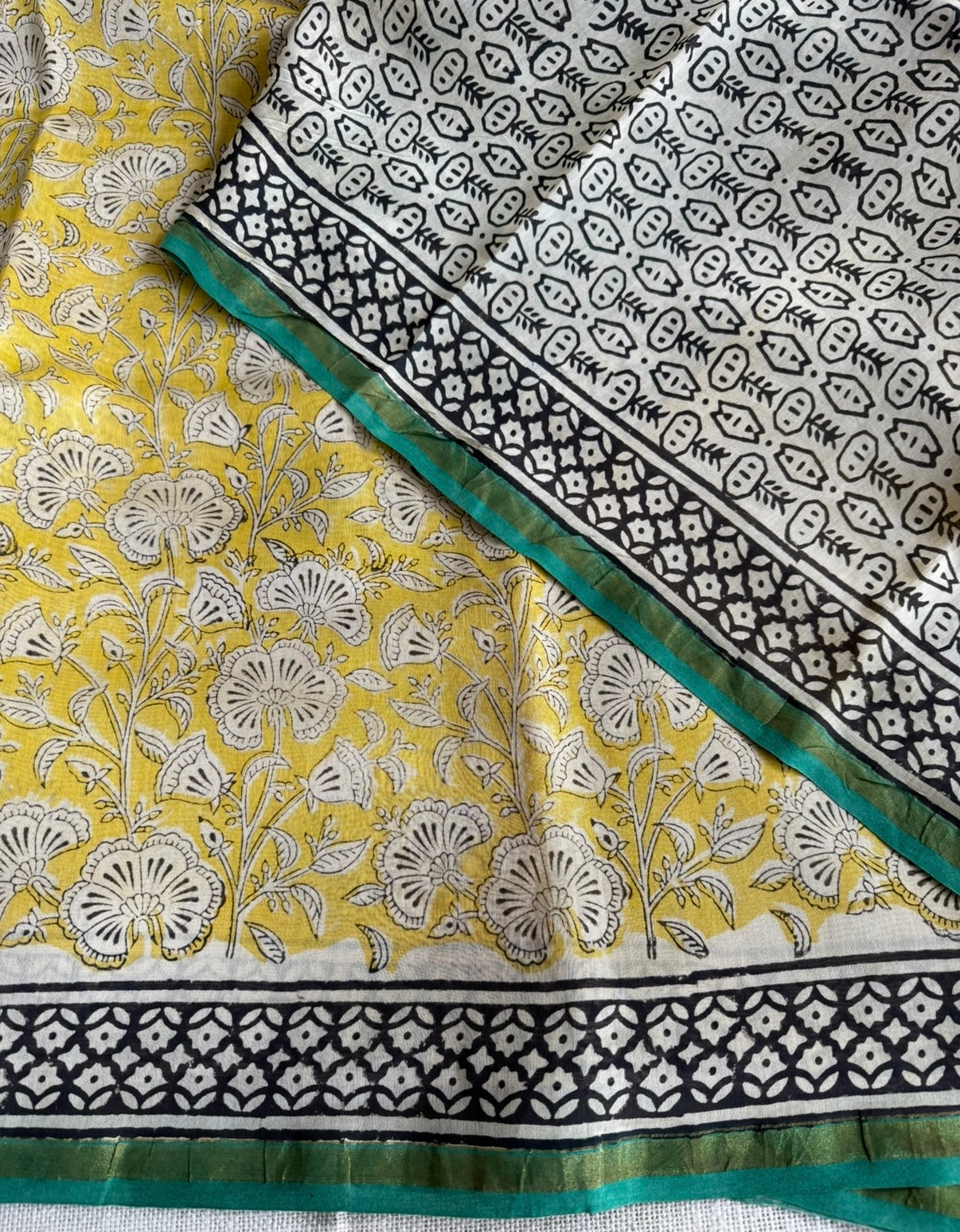 Yellow Pure Chanderi Silk Cotton Saree