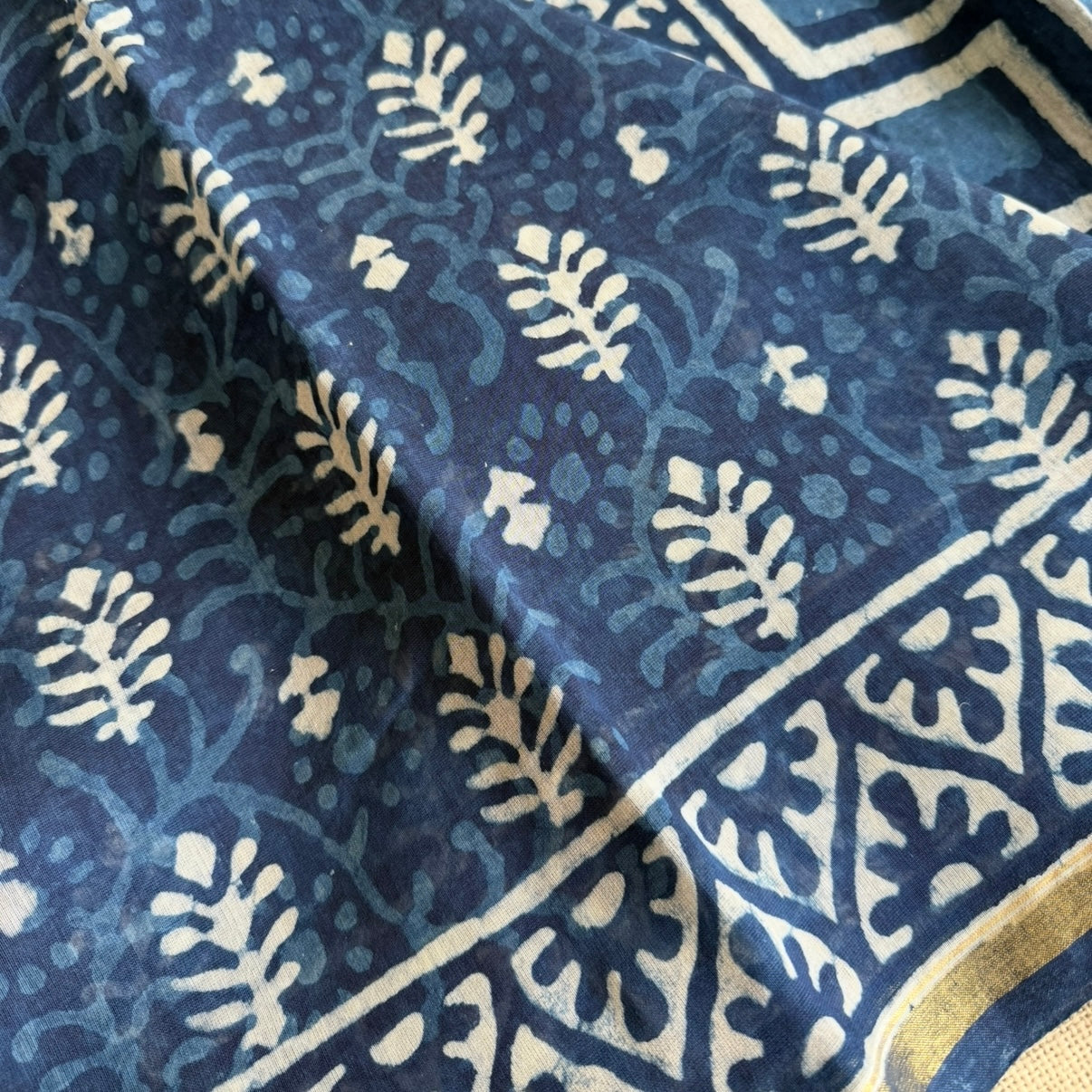 Indigo Pure Chanderi Silk Cotton Saree