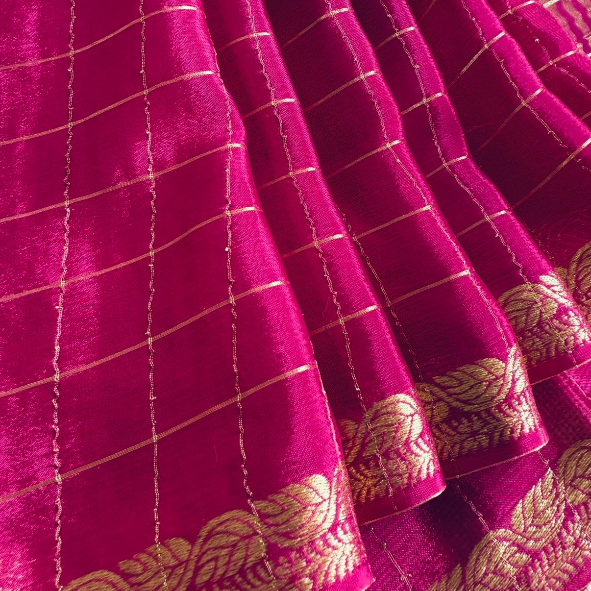 Wine Zari Checks Chinnon Saree