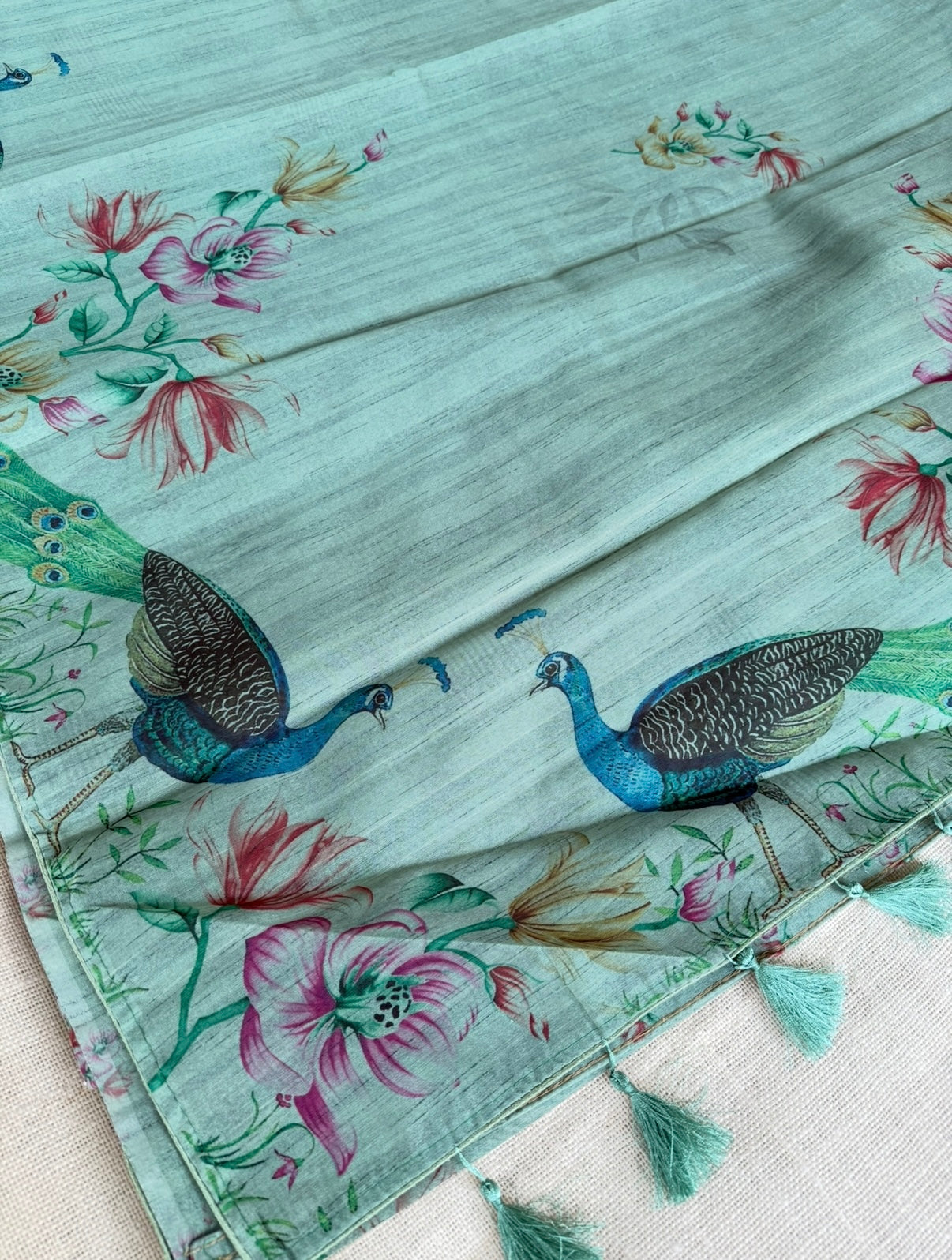 Peacock Semi Tussar Saree