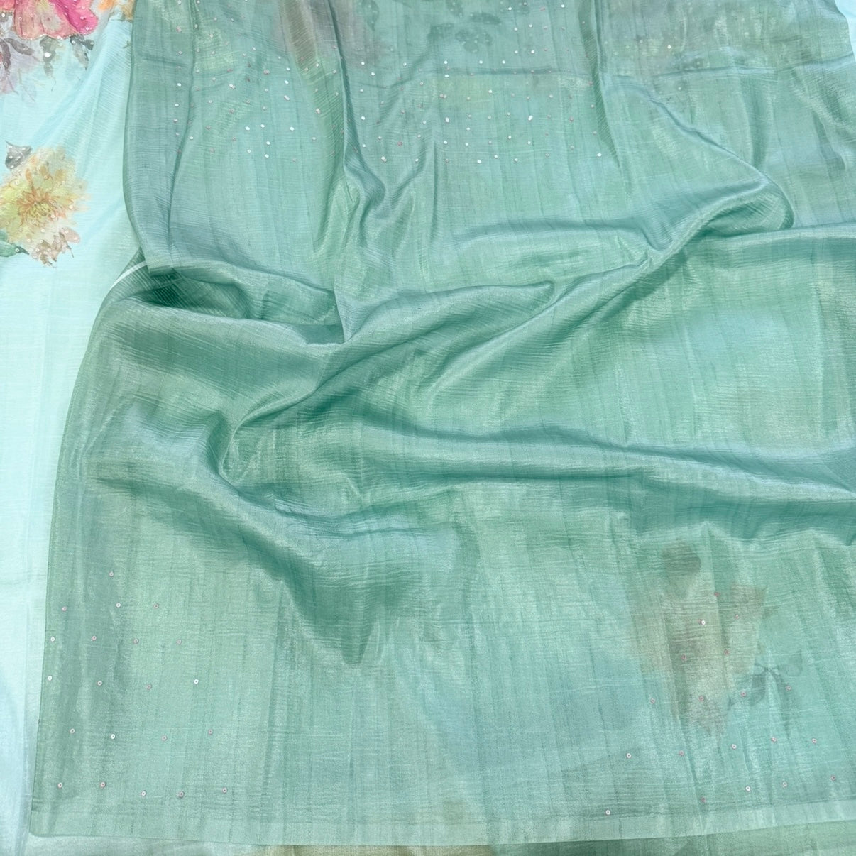 Sea green Fancy Crepe Designer Saree