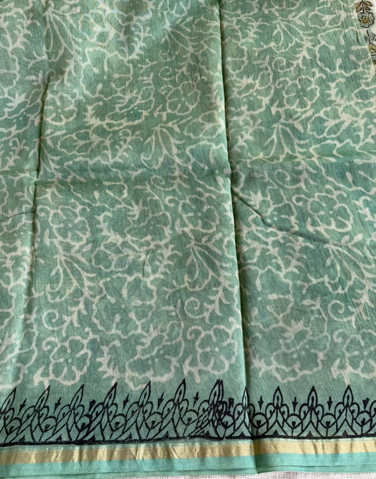 Pastel Green Pure Chanderi Silk Cotton Saree
