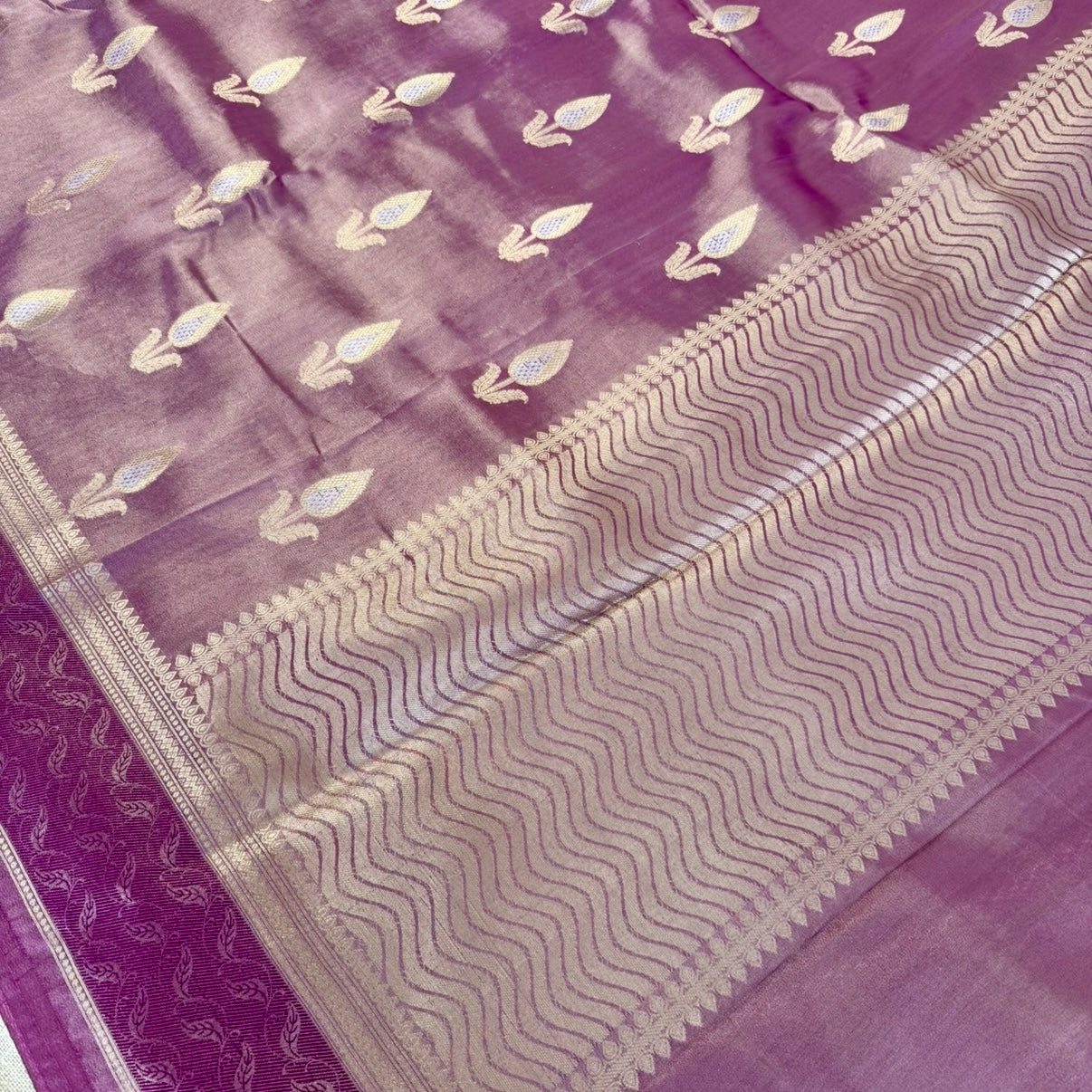 Purple Lilac Tissue Silk Saree