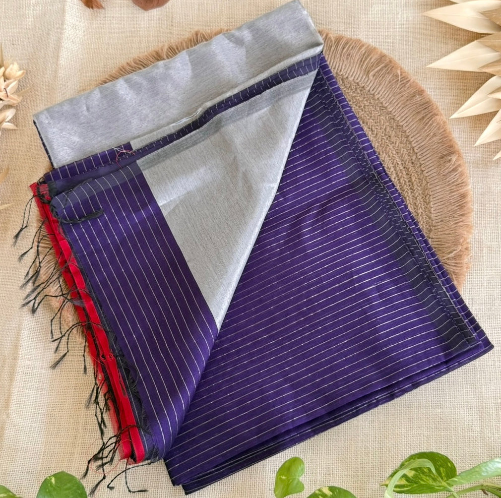 Purple Maheshwari Silk Cotton Saree