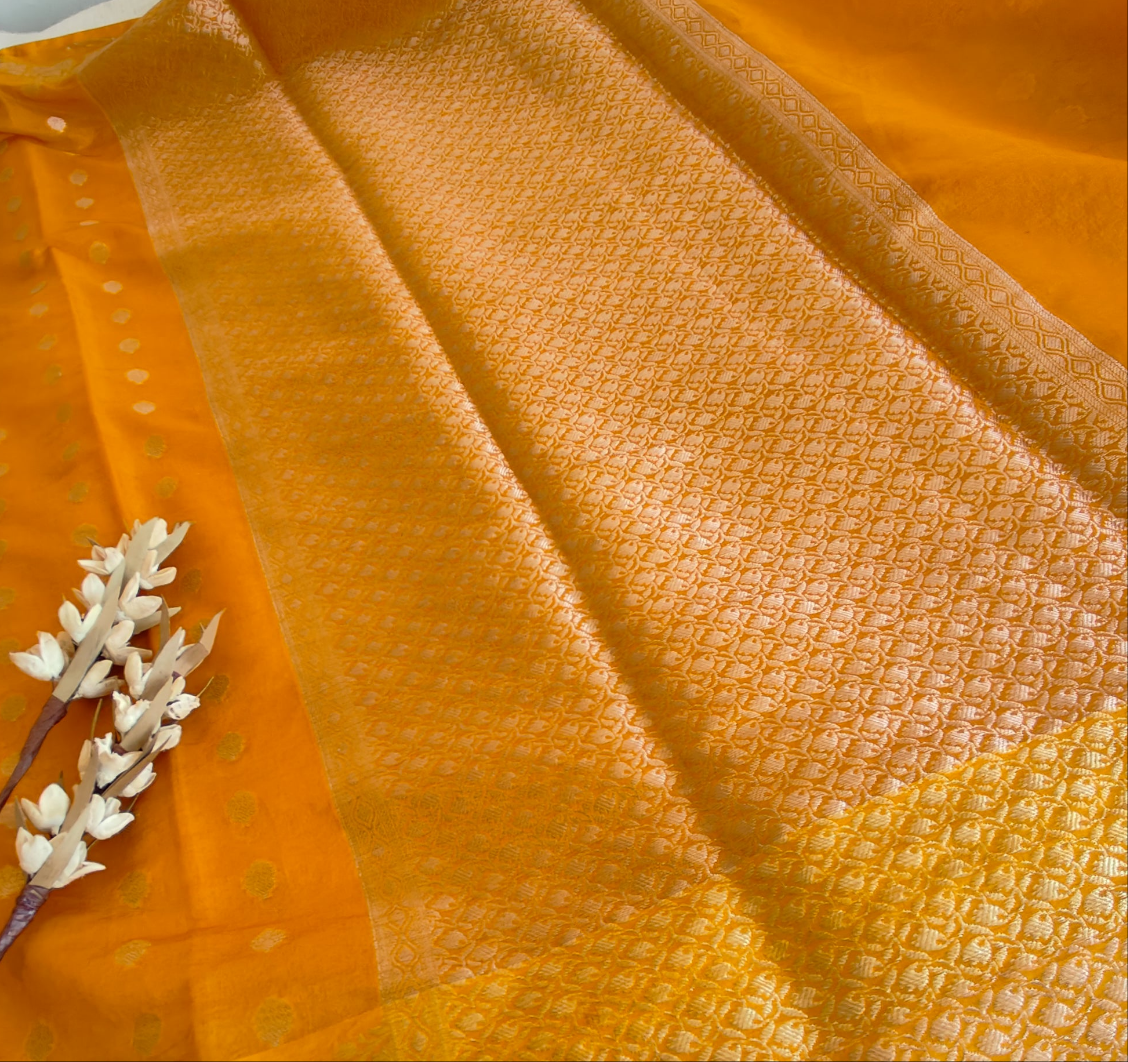 Mango Yellow Pure Chanderi Silk