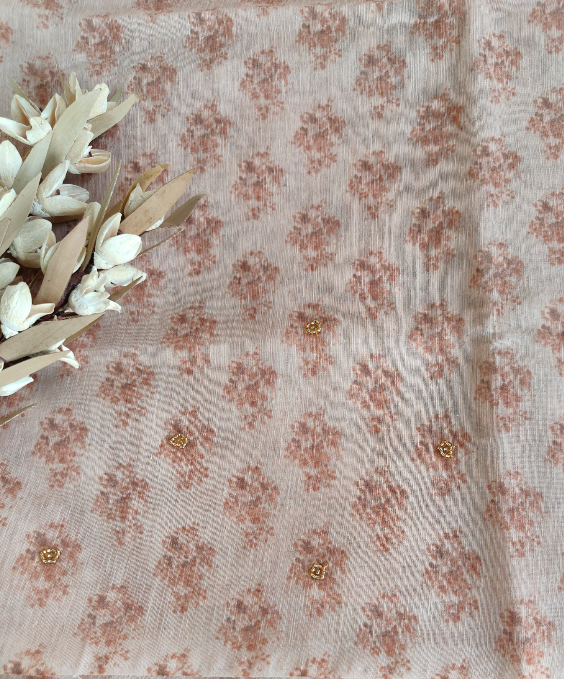 Beige Pure Linen Digital Print Saree