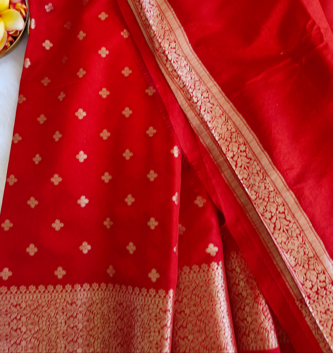 Red Chanderi Silk Saree