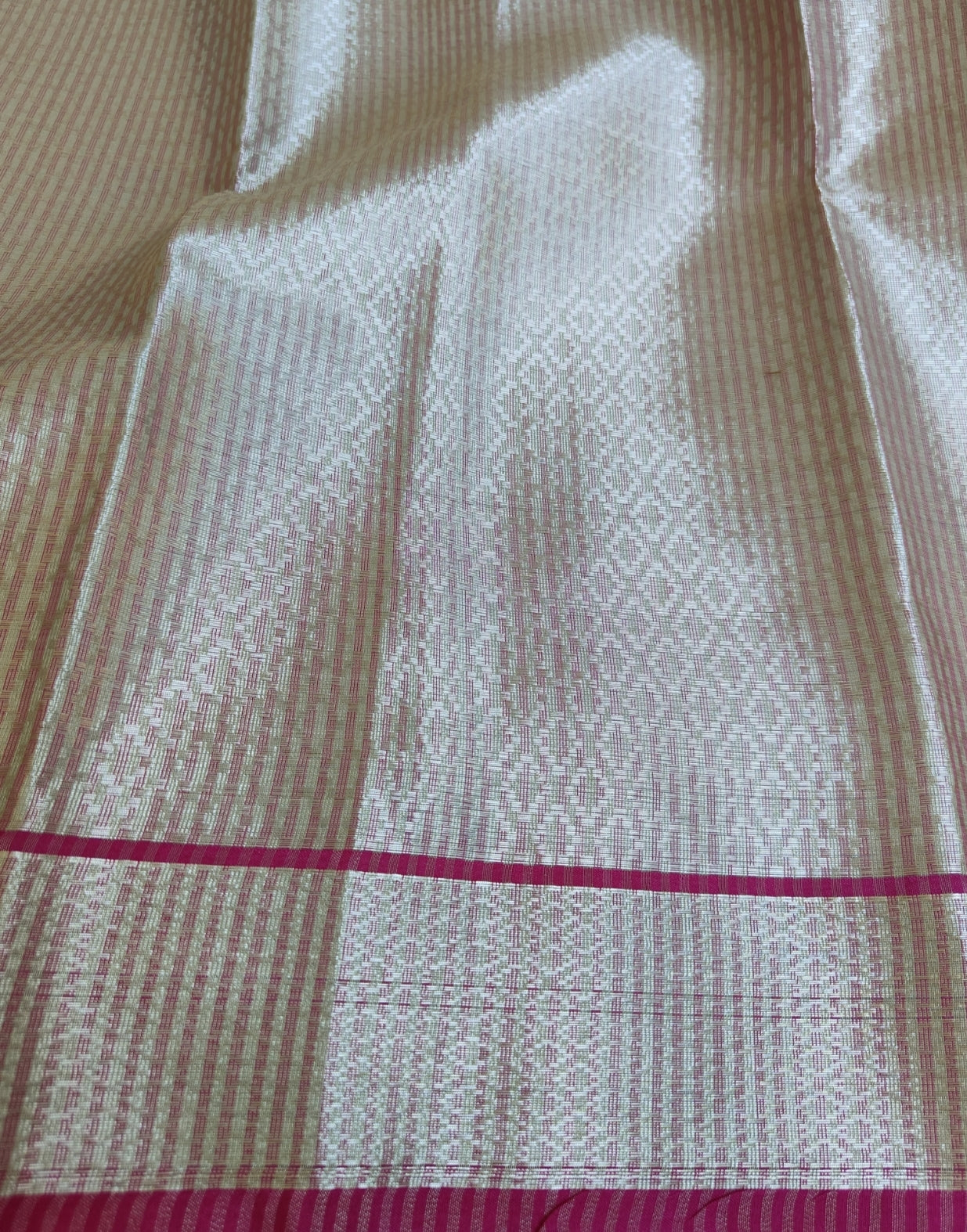 Exclusive Lilac Banarasi Silver Stripe Saree
