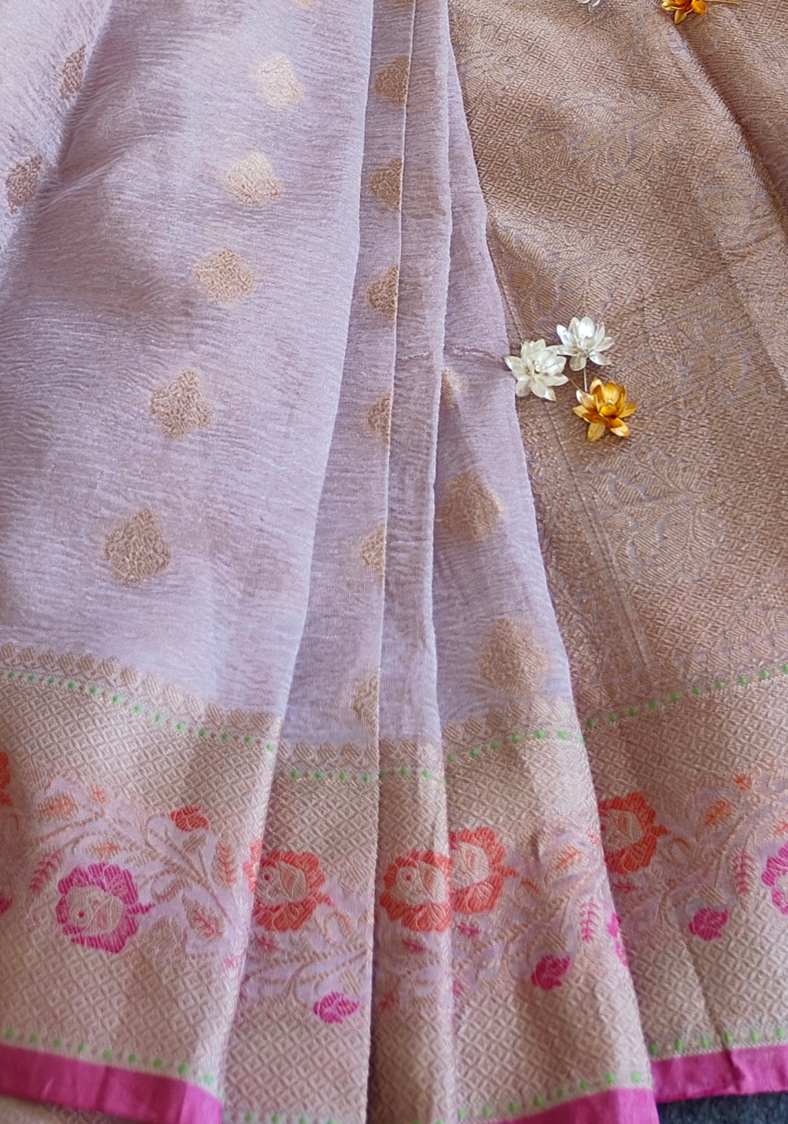 Lilac Crush Tissue Silk Saree