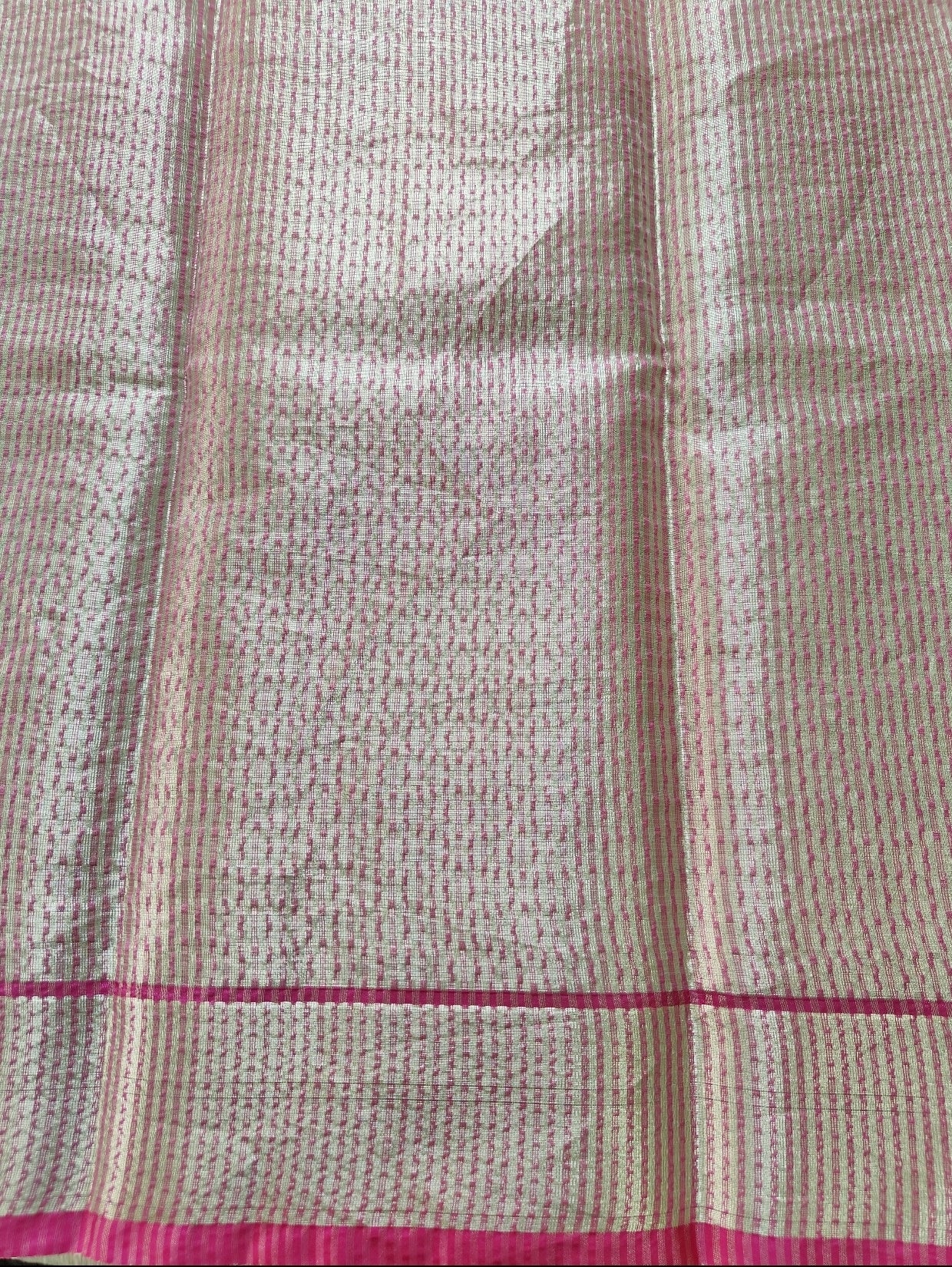 Ivory Banarasi Antique Gold Stripe Saree