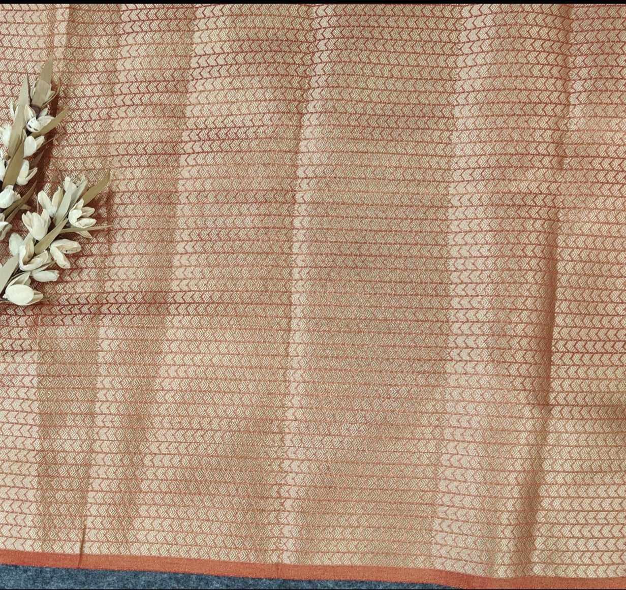 Orange Shimmer Banarasi Soft Tissue Silk Saree