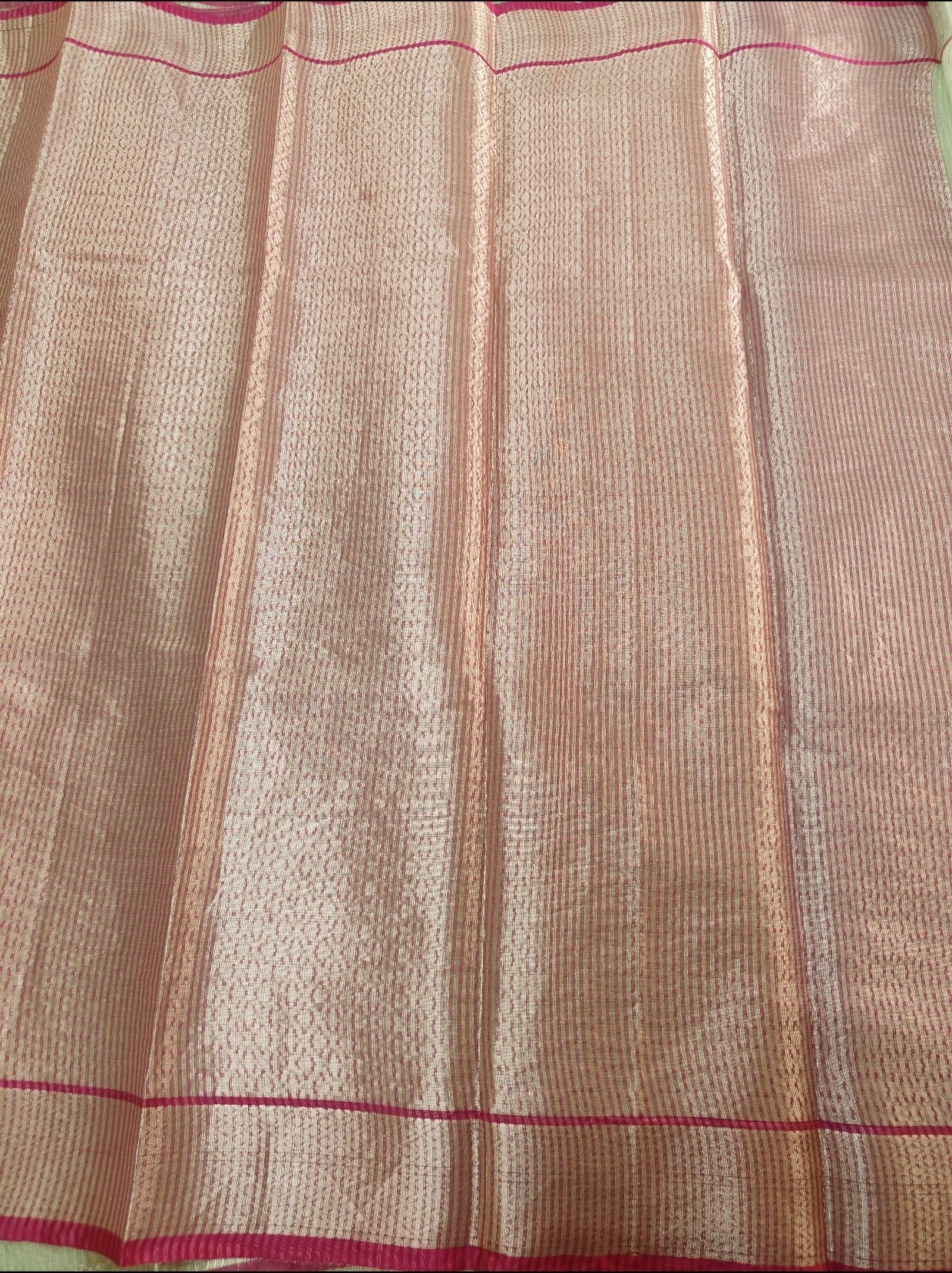 Pista Green Banarasi Antique Gold Stripe Saree