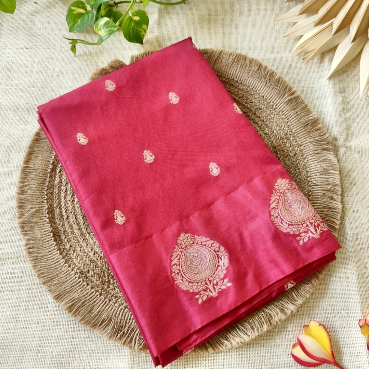 Pink Raw Mango Silk Saree