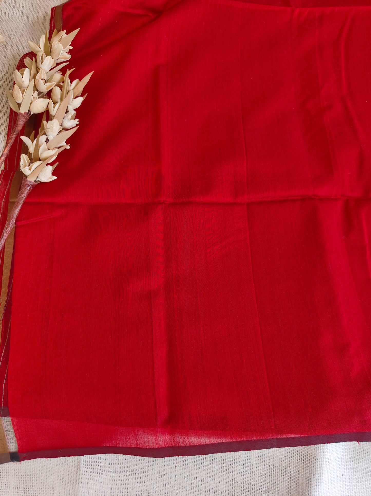 Red Maheshwari Silk Cotton Saree