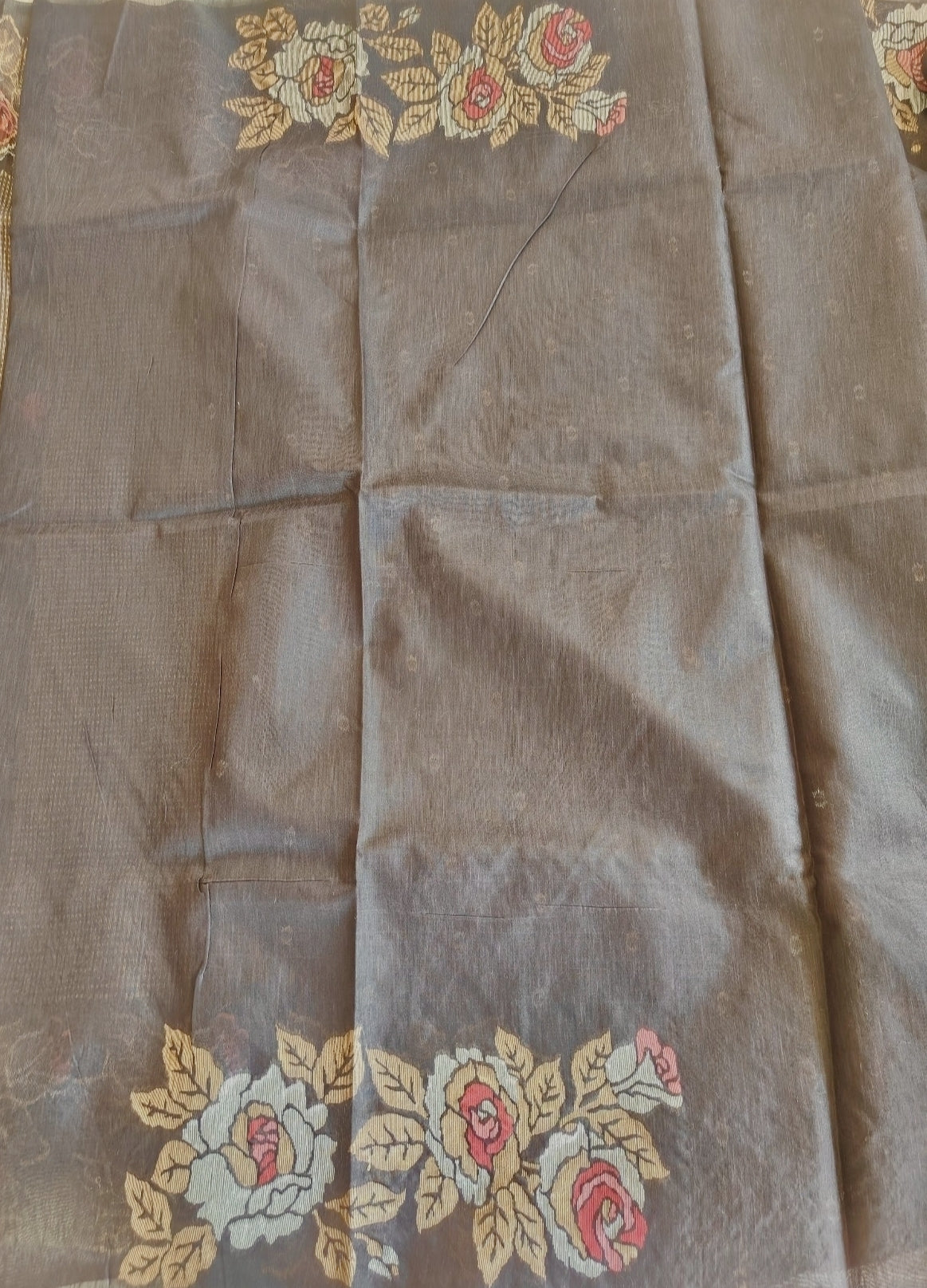 Brown Khadi Jamdhani Saree