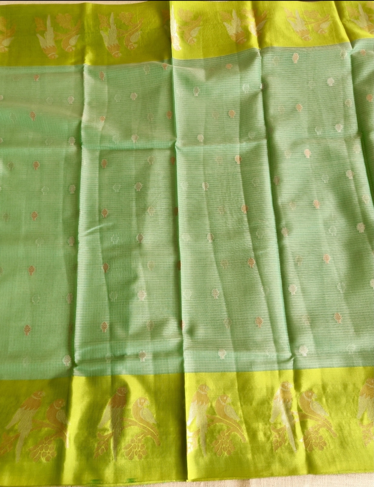 Green Zari Kota Silk Saree