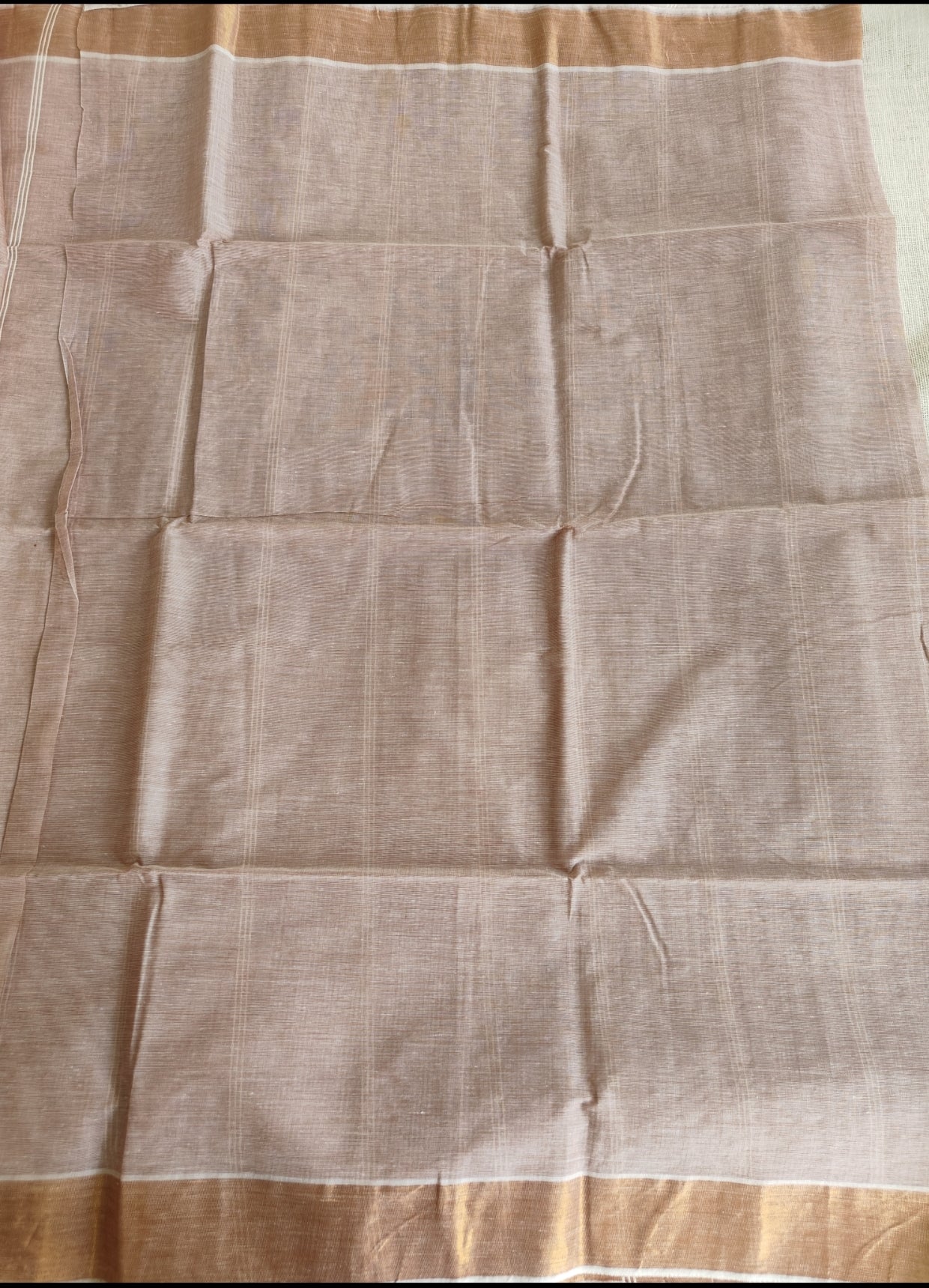 Brown Pure Jute cotton Saree