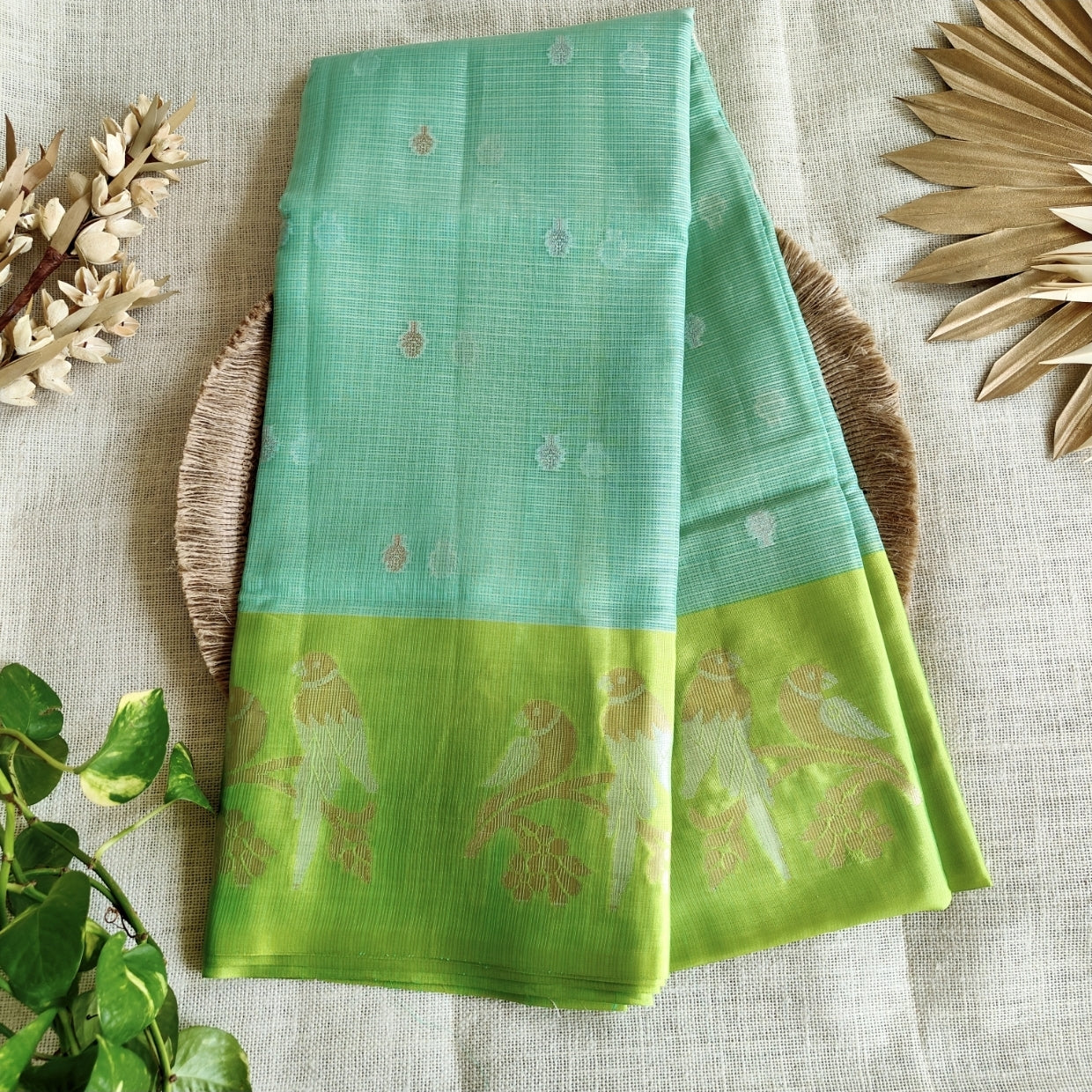Green Zari Kota Silk Saree