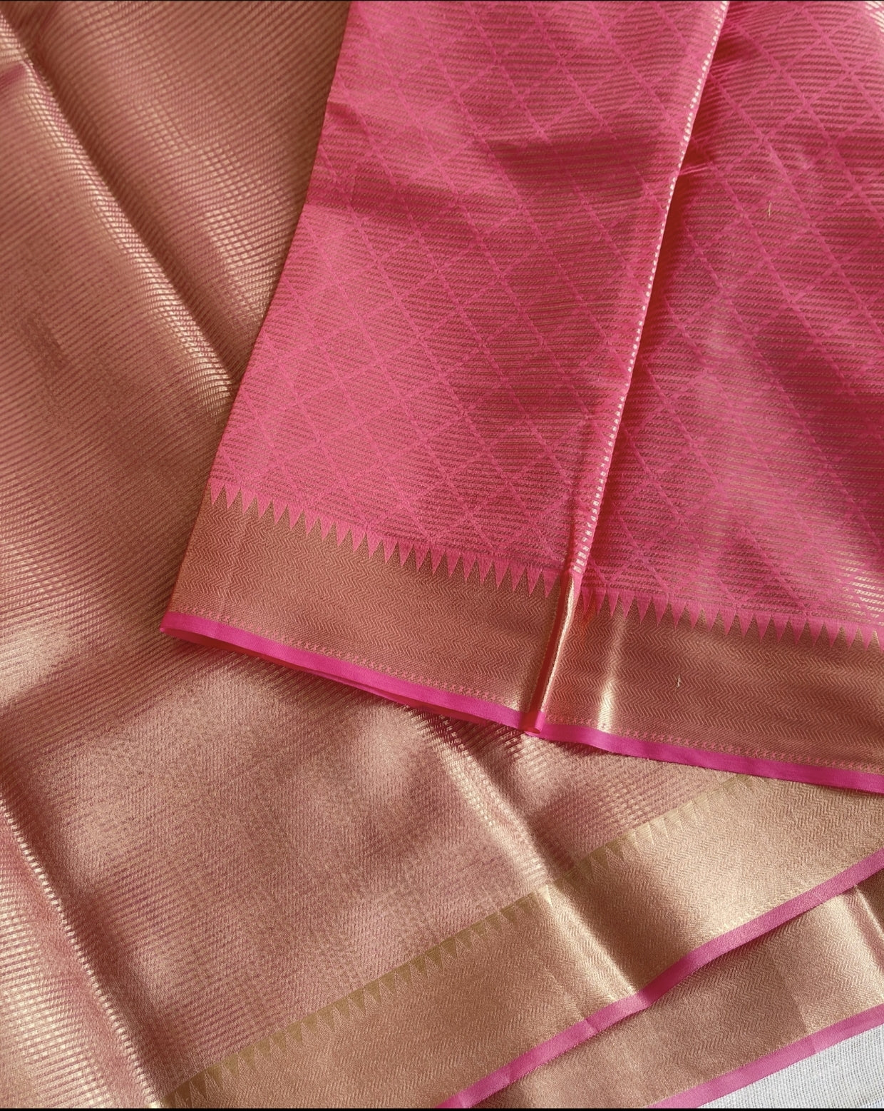 Gold with Pink Tissue Saree