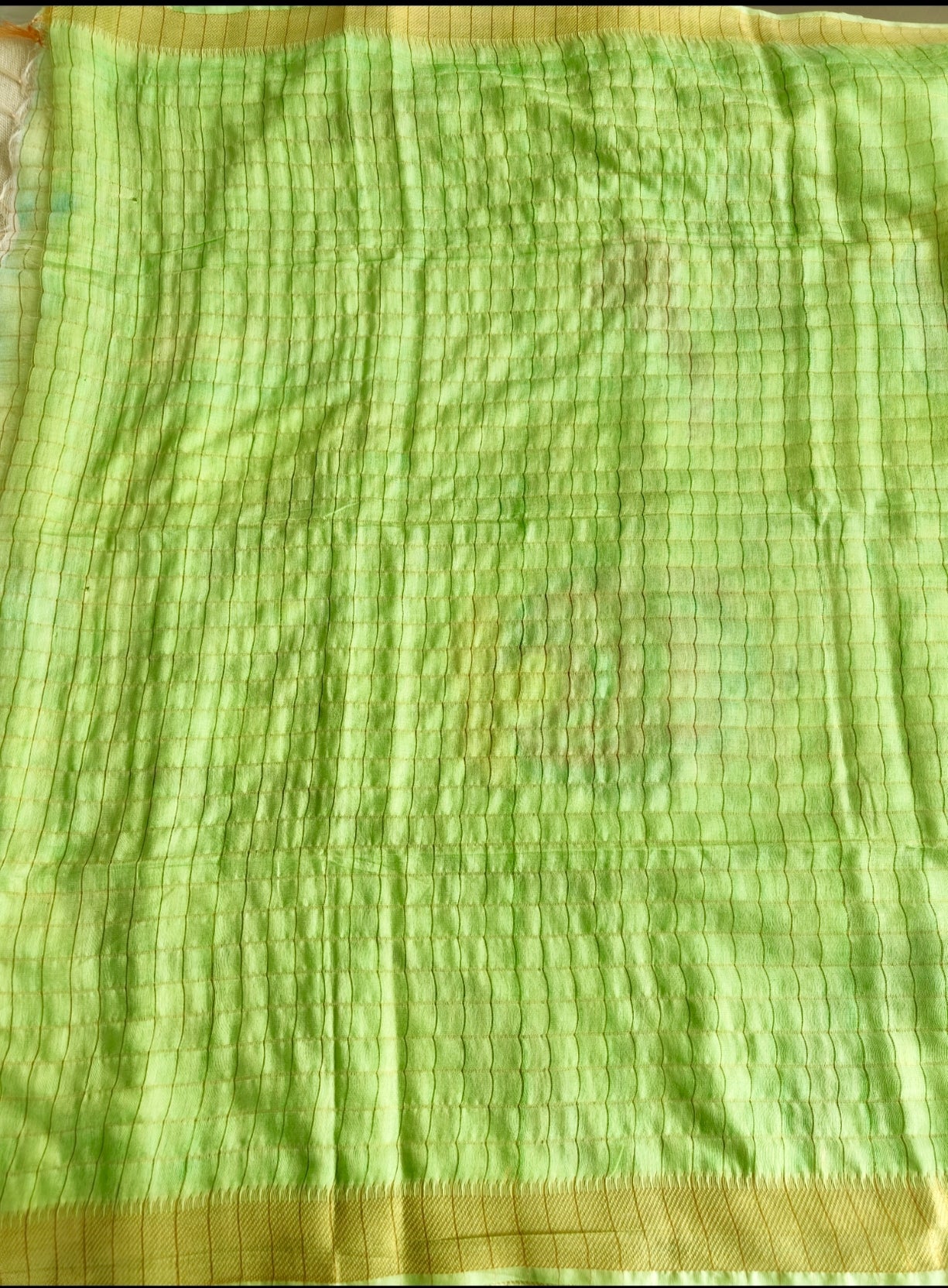 Green Maheshwari Silk Hand-painted Saree