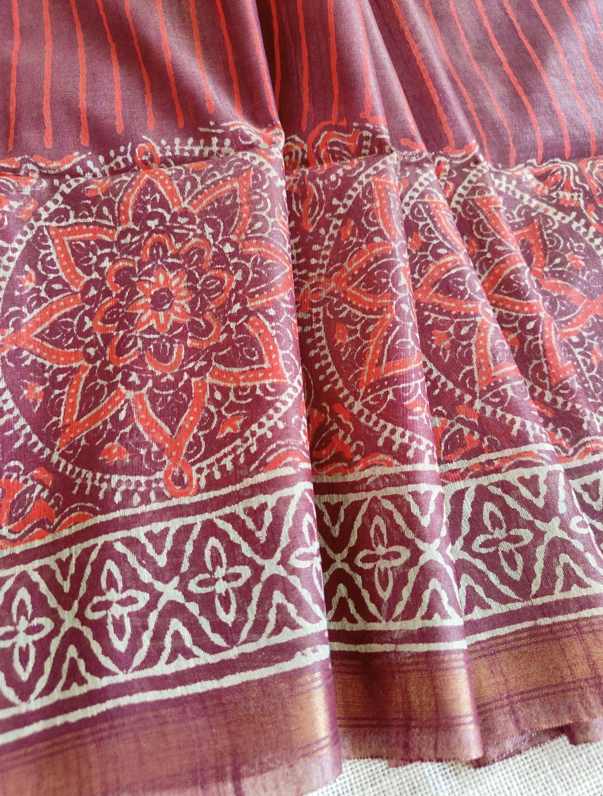 Maroon Semi Chanderi Silk Saree