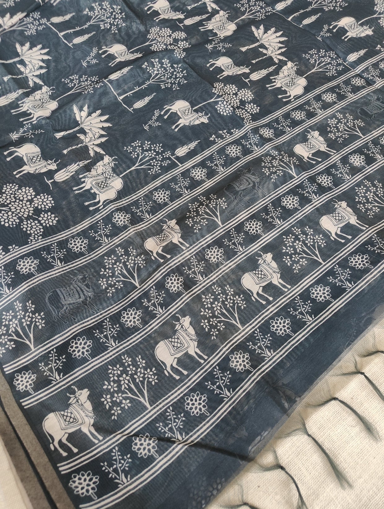 Black Chanderi Silk Pichwai Saree