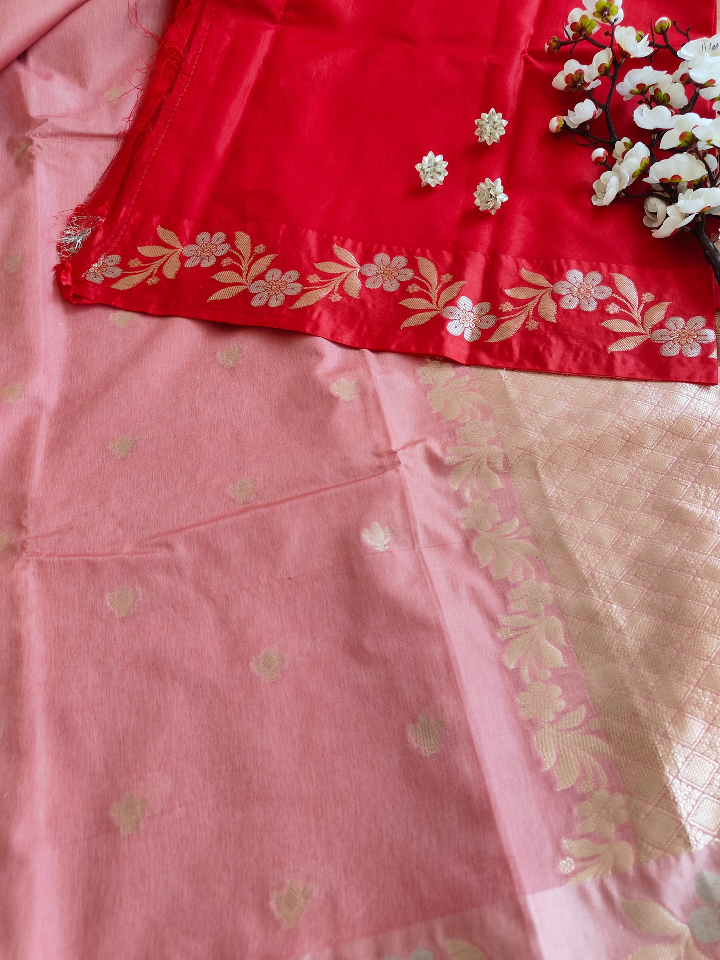 Peach Raw Mango Silk Saree